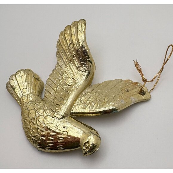 Vintage Gold Tone Dove Christmas Tree Ornament Bird in Flight Peace Harmony - Picture 5 of 6